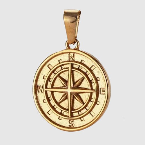 👑 79 Kings Gold Compass Pendant Mens Navigation Charm