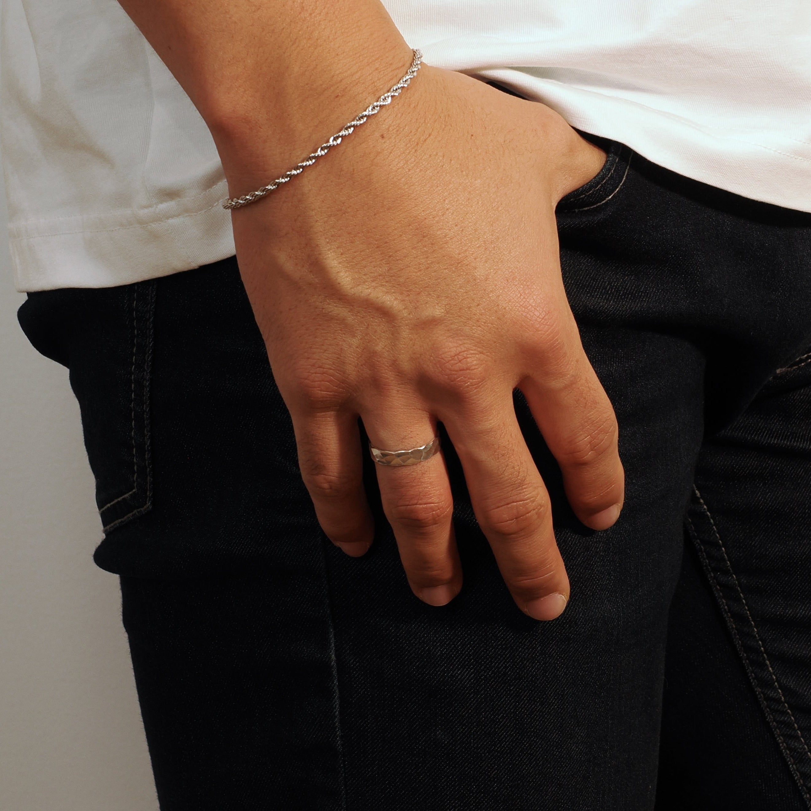 Hammered Band (Silver) - Ring - Men's Jewellery
