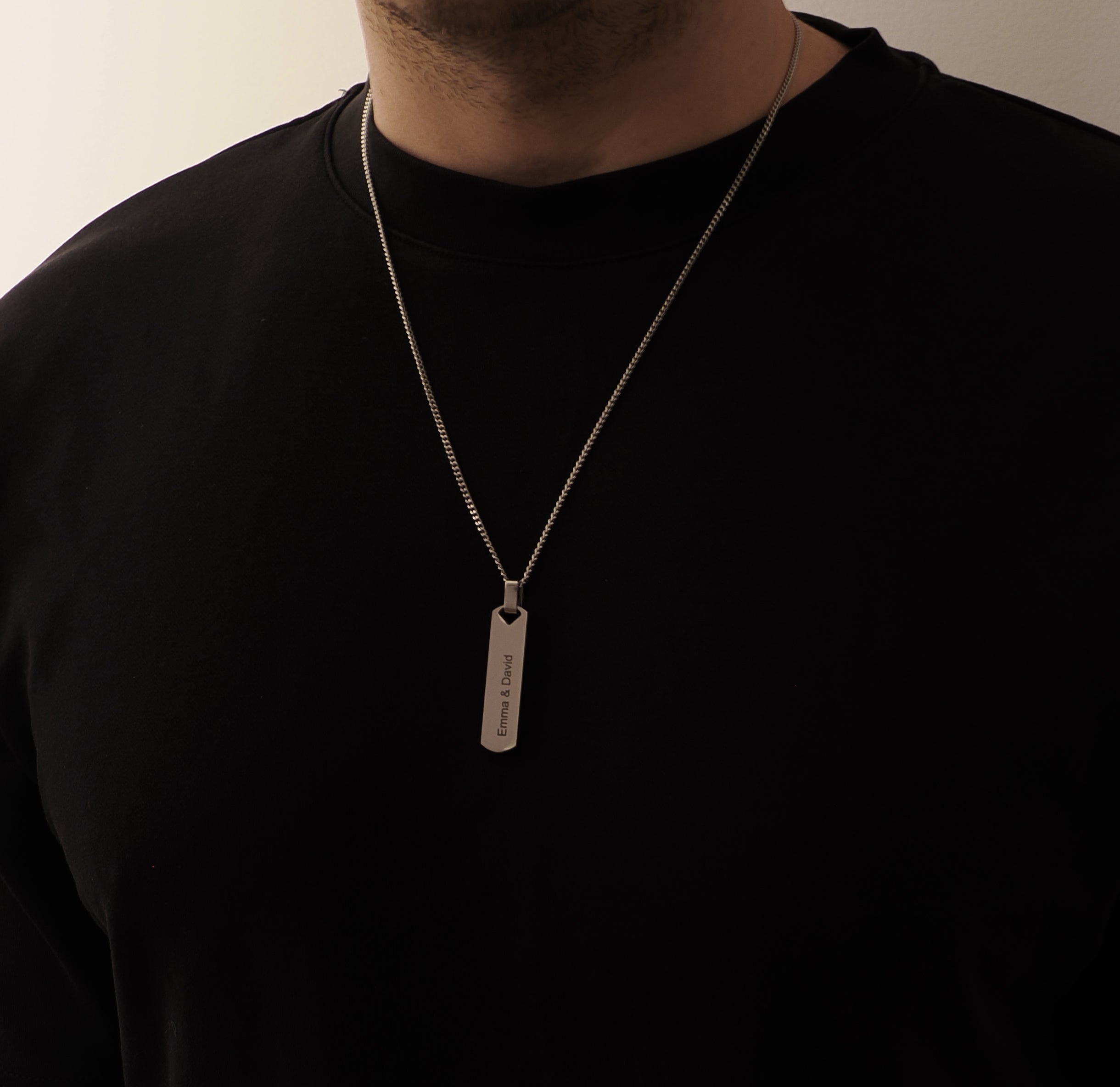 Personalised Geometric Bar Pendant - Pendant - Men's Jewellery