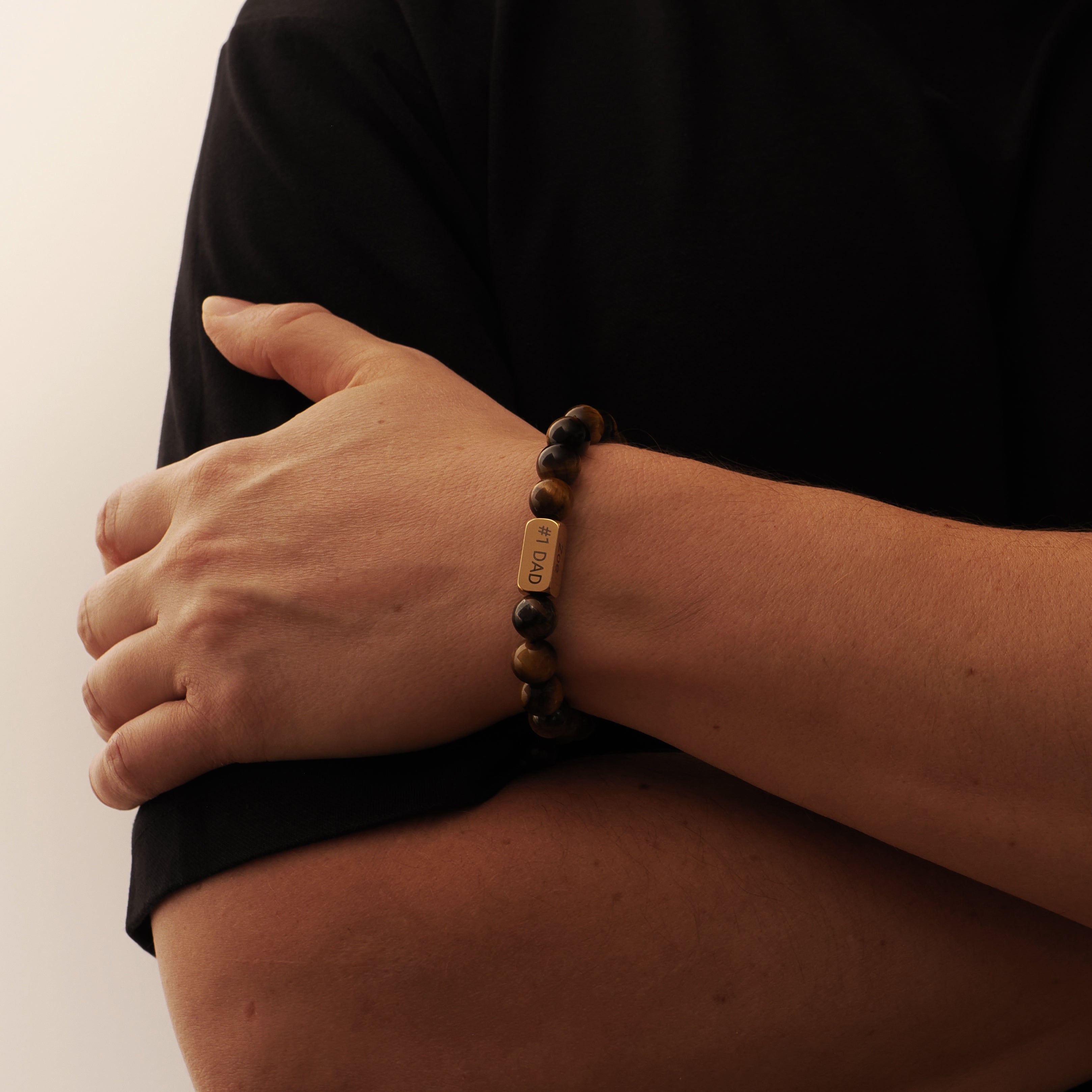 Personalised Men's Name Natural Stone Bracelet - Adjustable Cord - Bracelet - Men's Jewellery