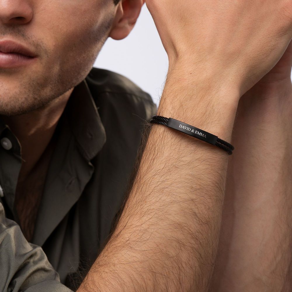 Personalised Twisted Cable Cuff Bracelet - Men's Jewellery