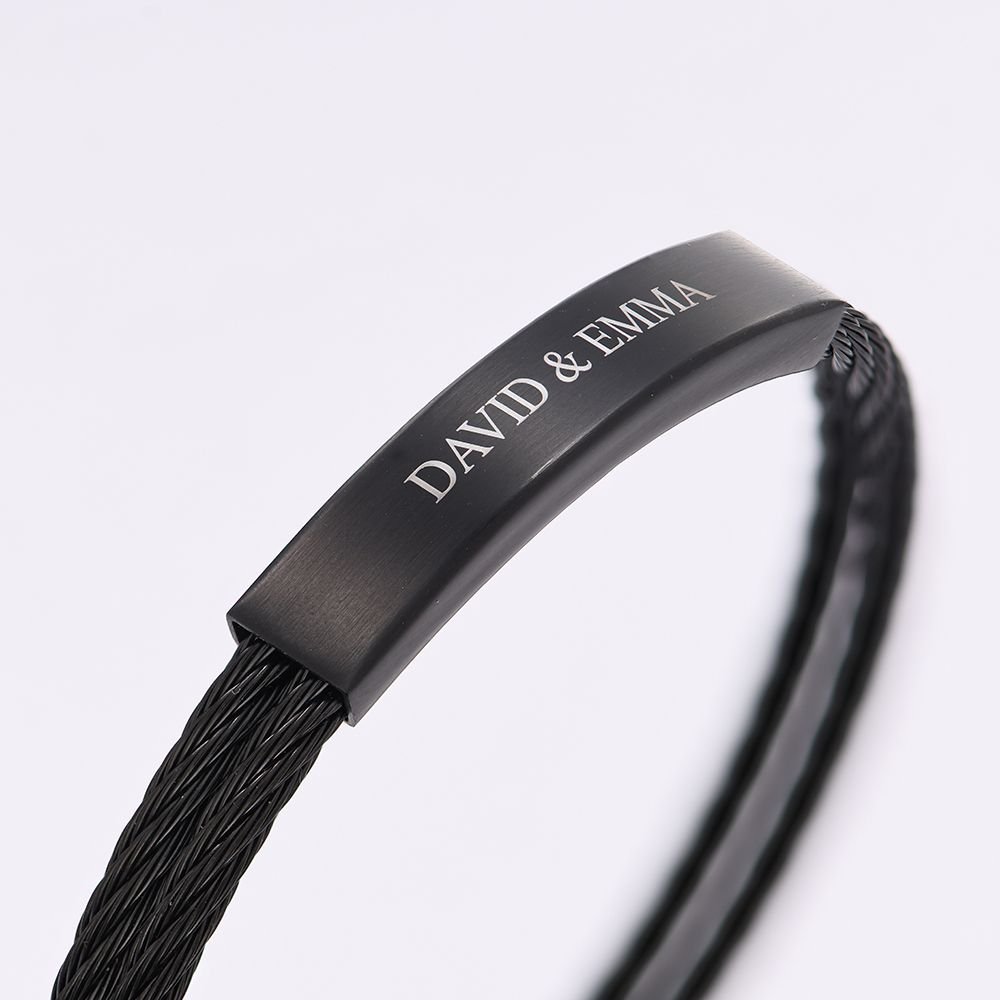 Personalised Twisted Cable Cuff Bracelet - Men's Jewellery
