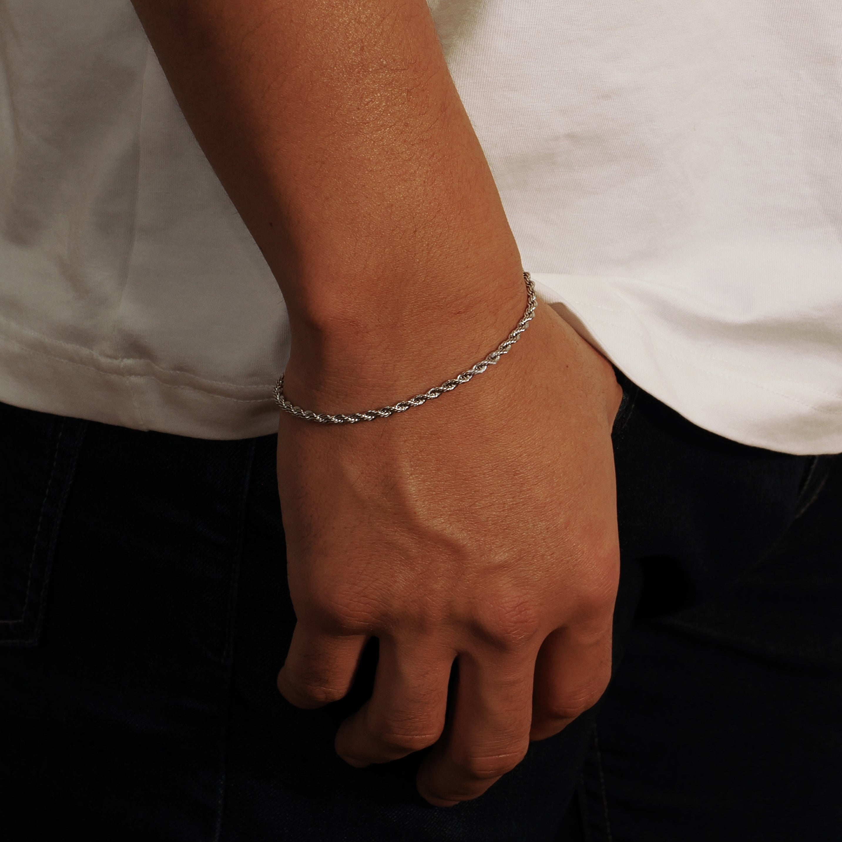 Rope Bracelet - 3mm (Silver) - Bracelet - Men's Jewellery