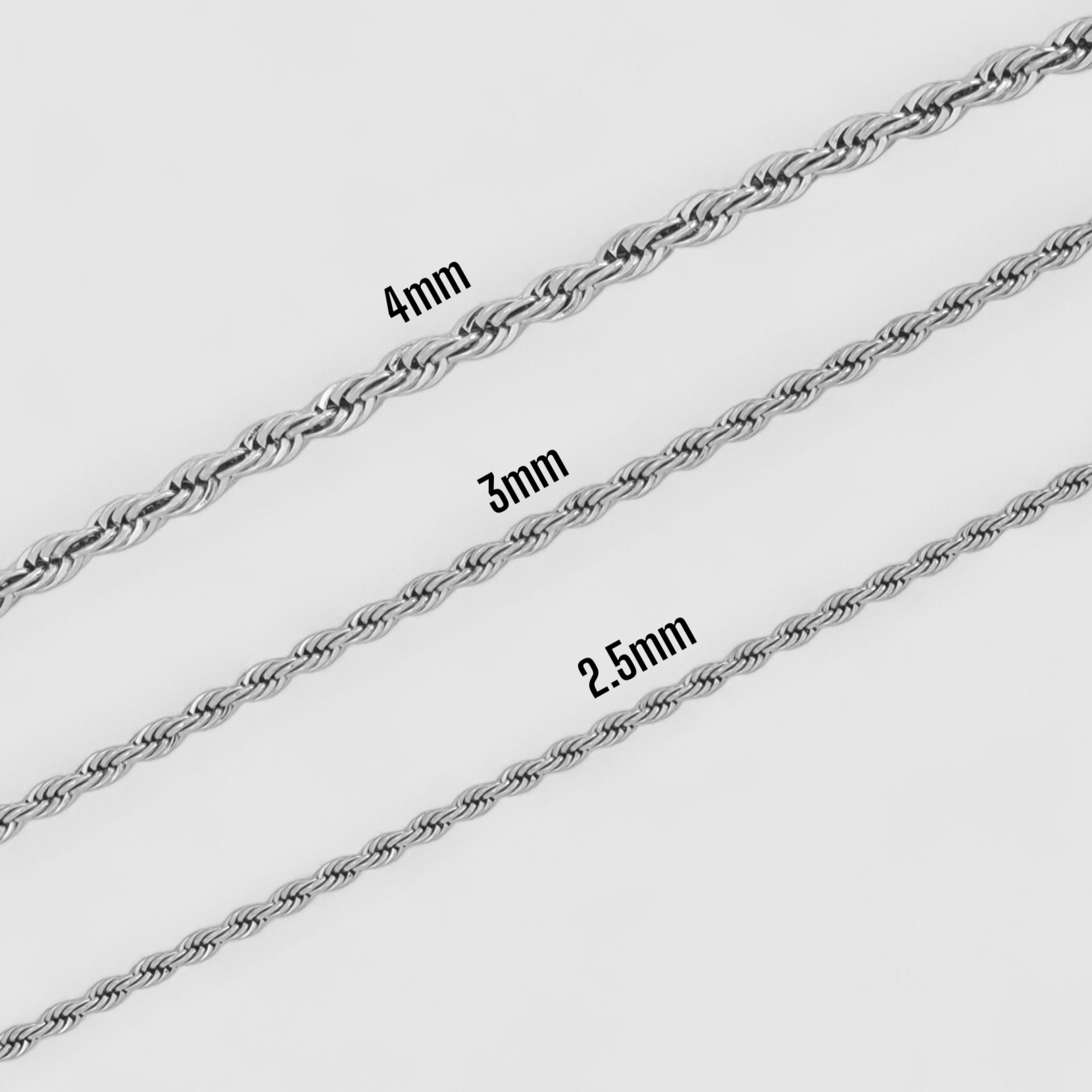 Rope Chain - 2.5mm (925 Sterling Silver) - Chain - Men's Jewellery