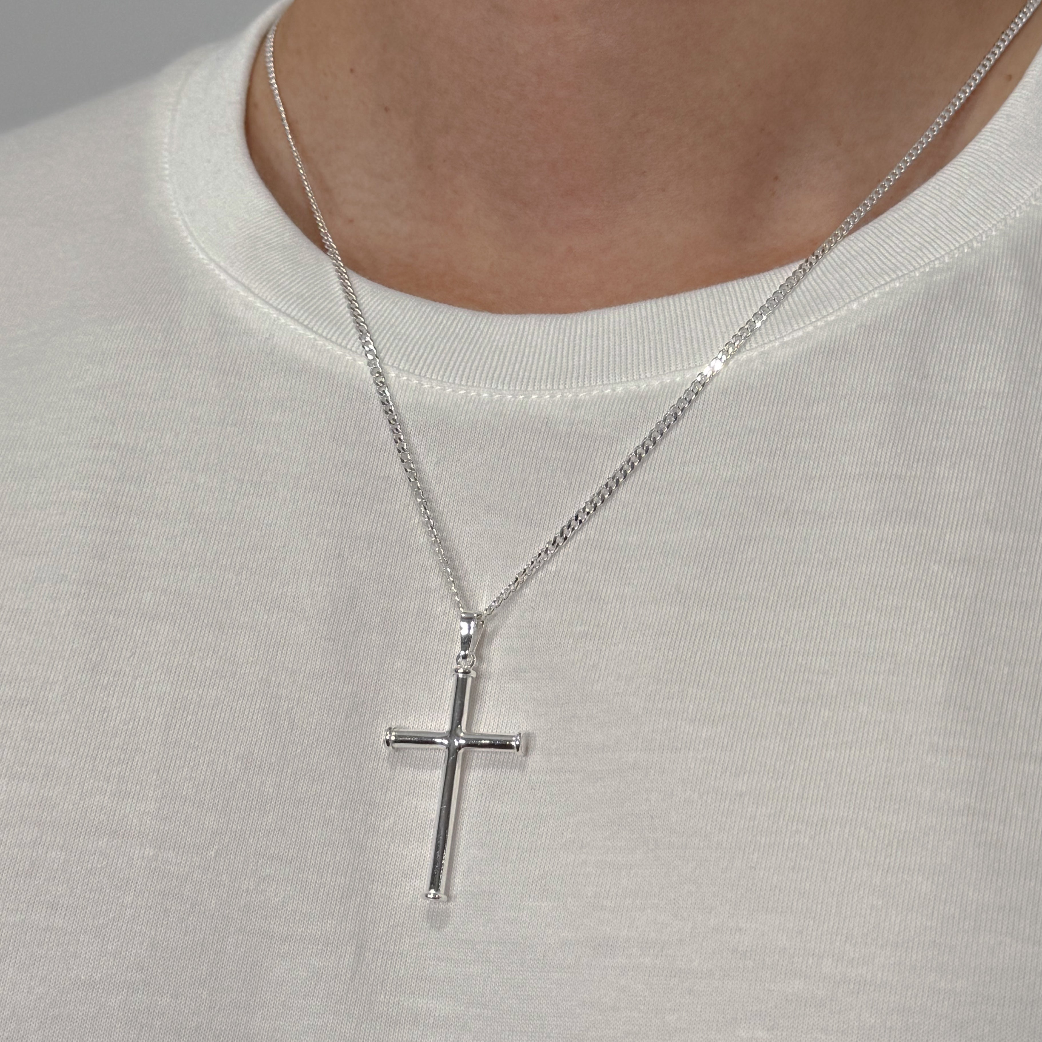Cross with Border (925 Sterling Silver)