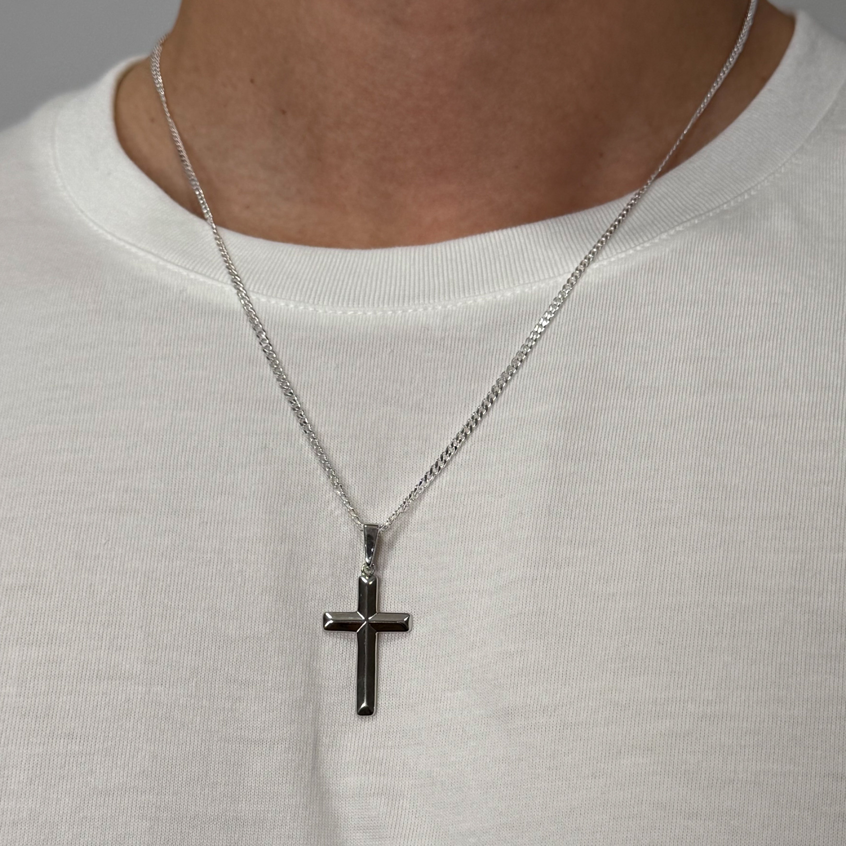 Modern Flat Cross (925 Sterling Silver)