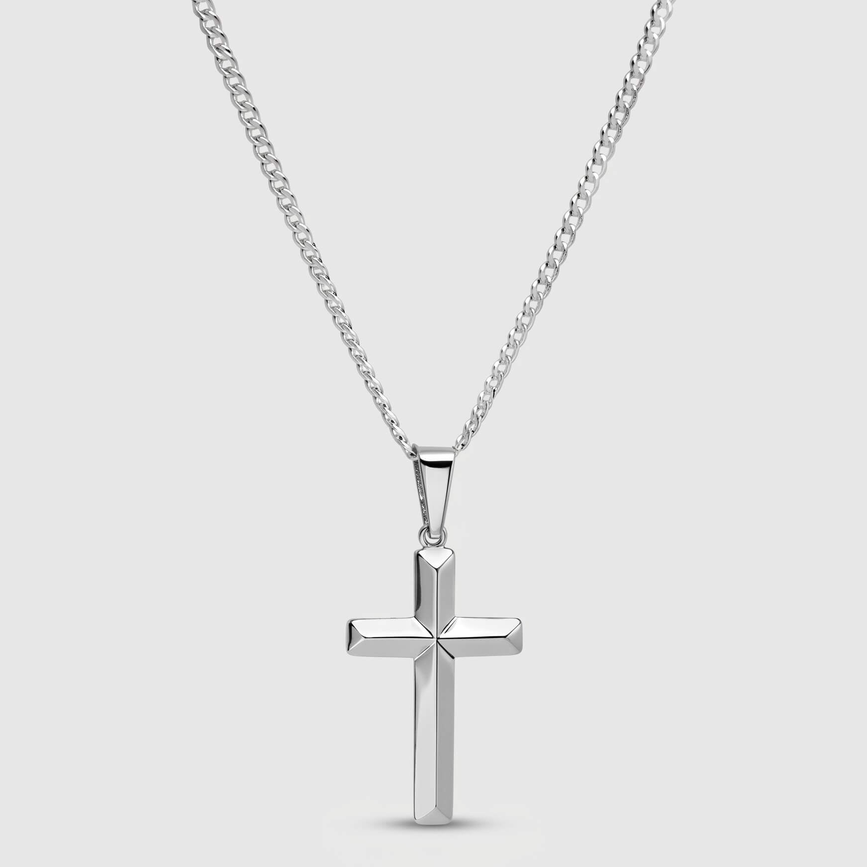 Diamond Cut Cross (925 Sterling Silver) - Pendant - Men's Jewellery