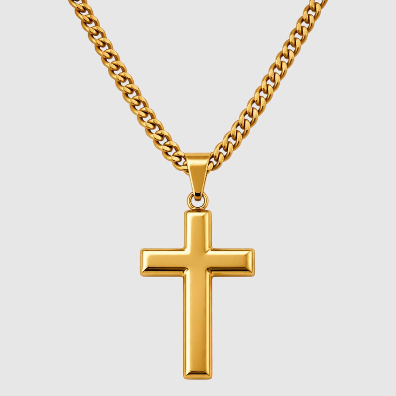Large Cross (Gold) - Pendant - Men's Jewellery