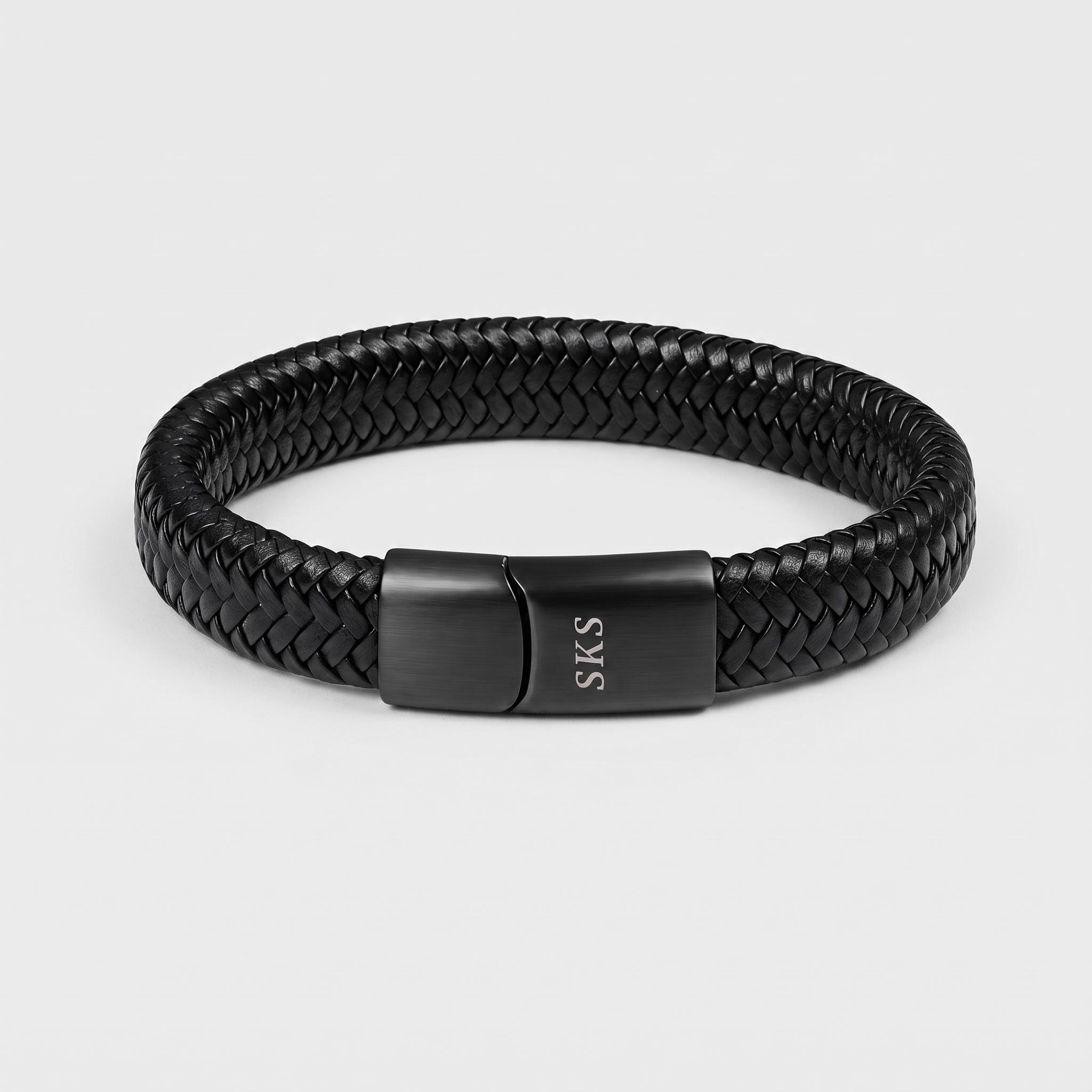Braided Leather Wrap Bracelet with Engraving - Bracelet - Men's Jewellery