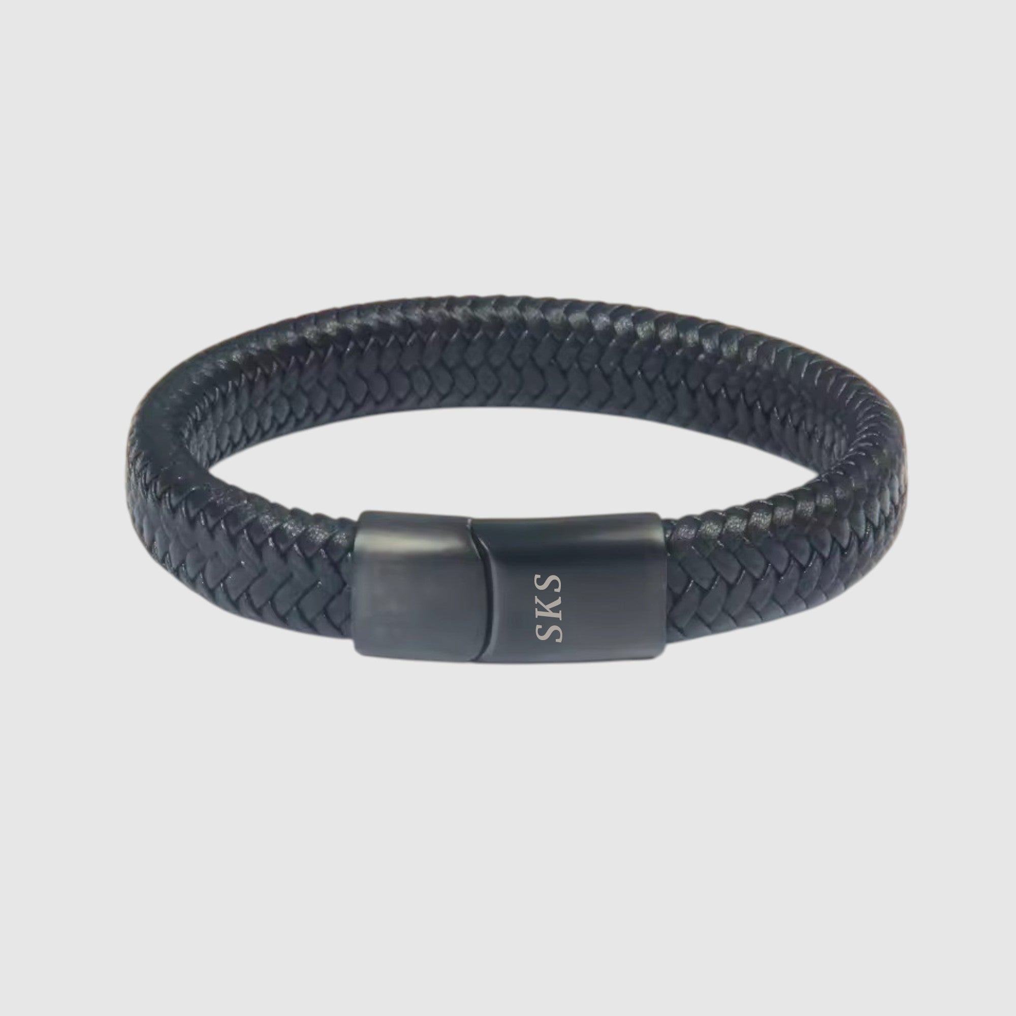 Braided Leather Wrap Bracelet with Engraving - Men's Jewellery
