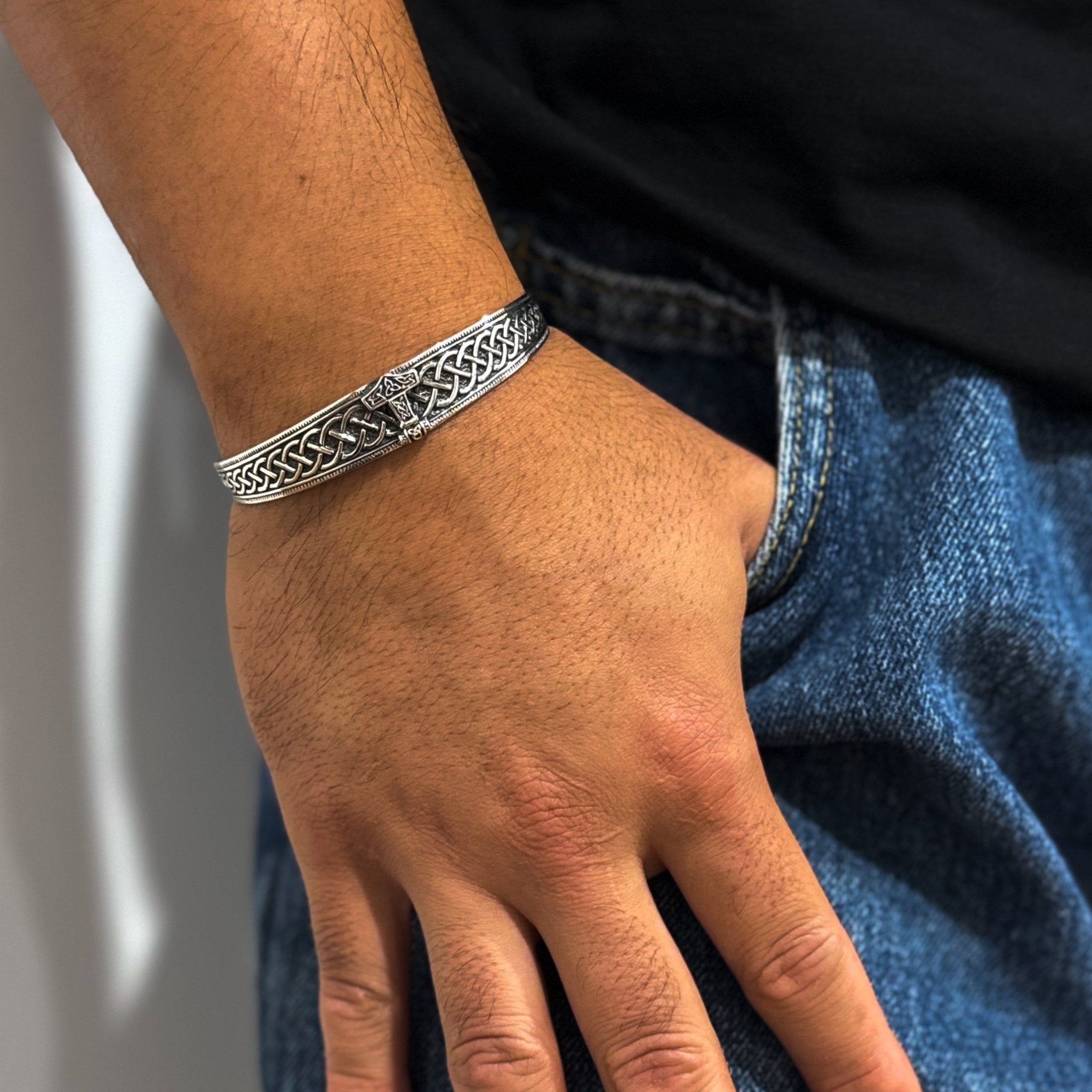 Celtic Anchor Cuff (Silver) - Bracelet - Men's Jewellery