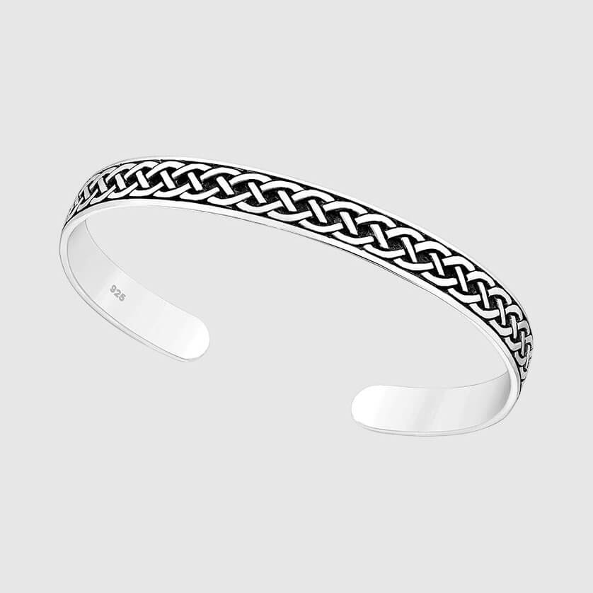 Celtic Knot Cuff (925 Sterling Silver) – Oxidized Celtic Pattern Cuff - Bracelet - Men's Jewellery