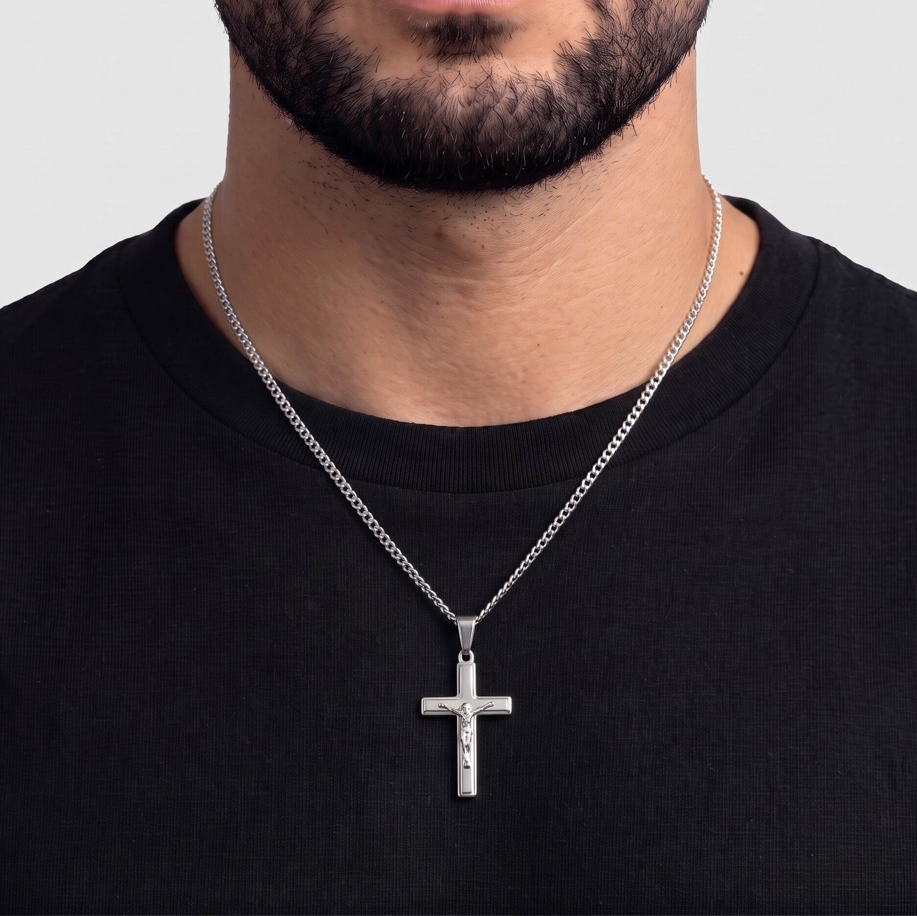 Cornerstone Crucifix (925 Sterling Silver) - Pendant - Men's Jewellery
