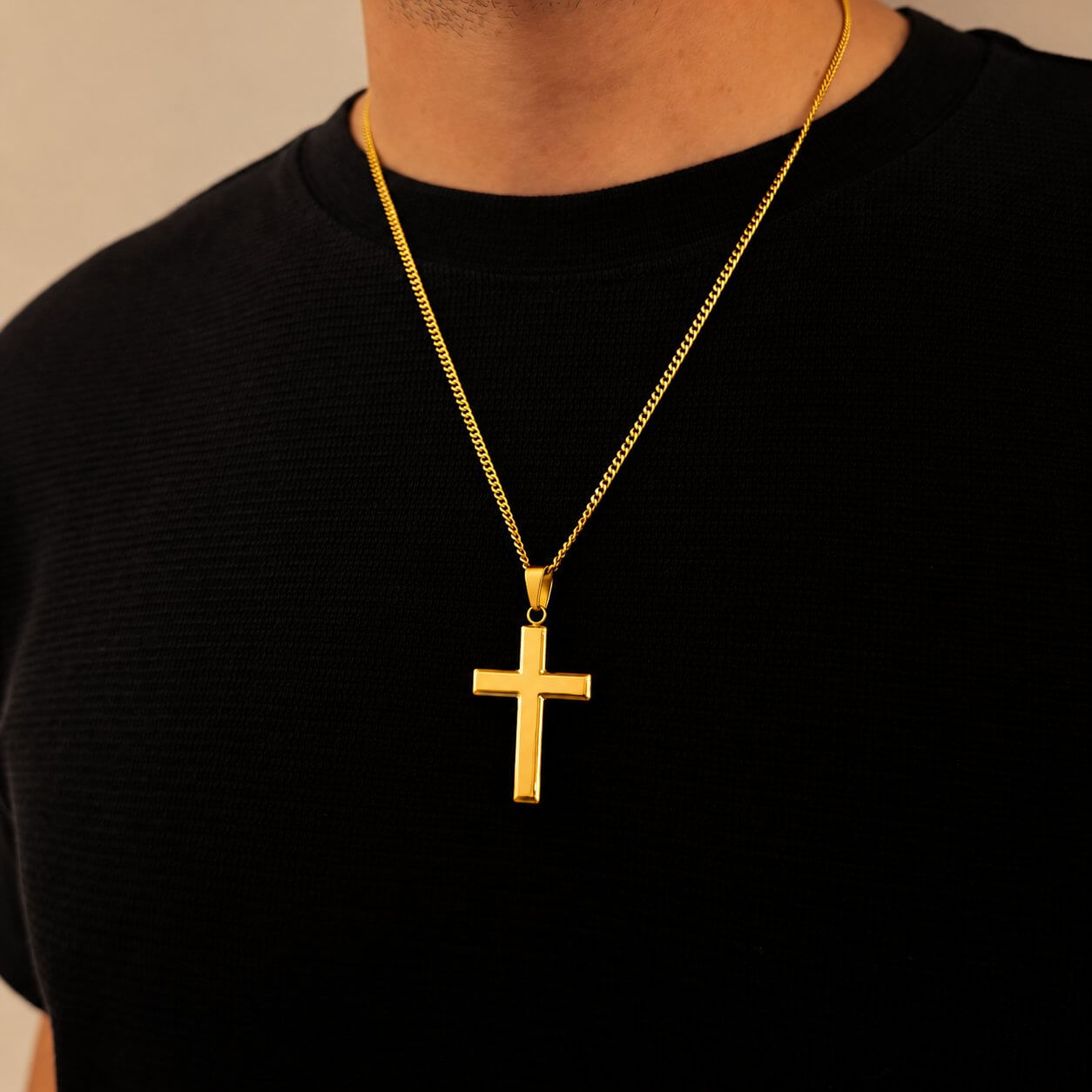 Large Cross (Gold) - Pendant - Men's Jewellery