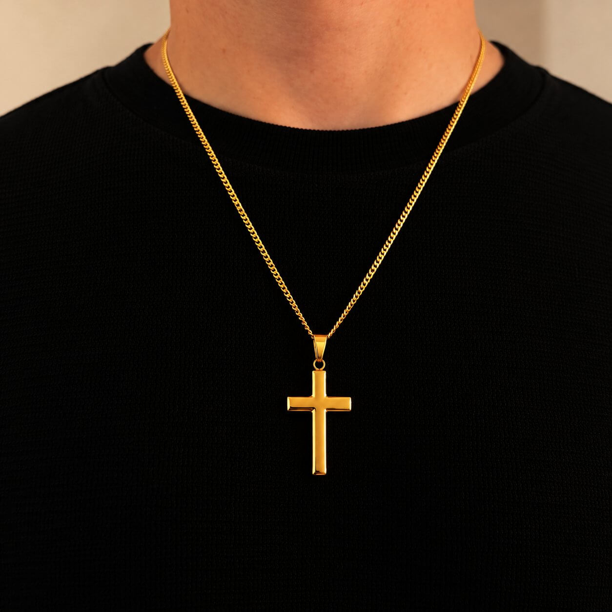 Large Cross (Gold) - Pendant - Men's Jewellery