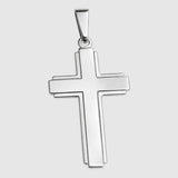 Large Flat Cross (925 Sterling Silver) - Pendant - Men's Jewellery