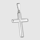 Modern Flat Cross (925 Sterling Silver) - Pendant - Men's Jewellery