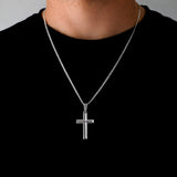 Modern Flat Cross (925 Sterling Silver) - Pendant - Men's Jewellery