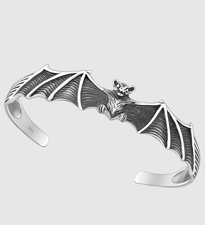Nightwing Band Cuff (925 Sterling Silver) – Oxidized Bat Cuff - Bracelet - Men's Jewellery