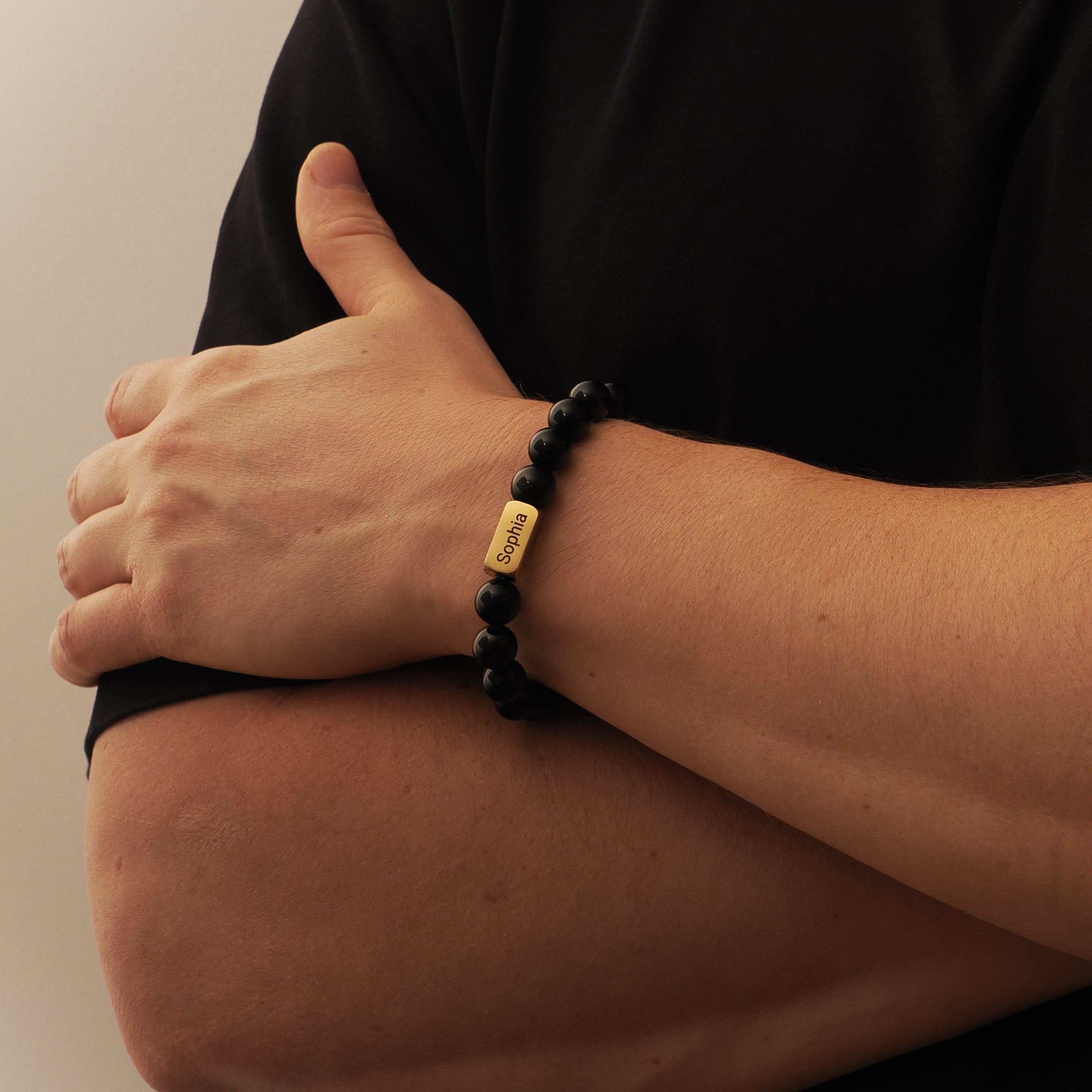 Personalised Men’s Name Natural Stone Bracelet - Bracelet - Men's Jewellery