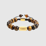 Personalised Men's Name Natural Stone Bracelet - Adjustable Cord - Bracelet - Men's Jewellery