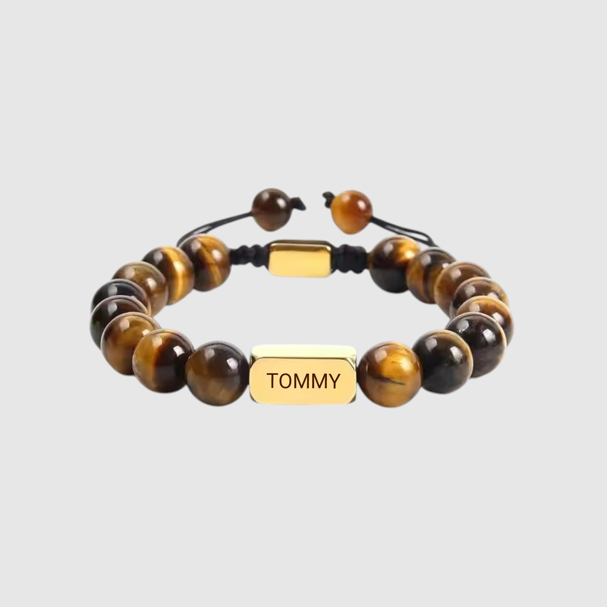 Personalised Men's Name Natural Stone Bracelet - Adjustable Cord - Bracelet - Men's Jewellery