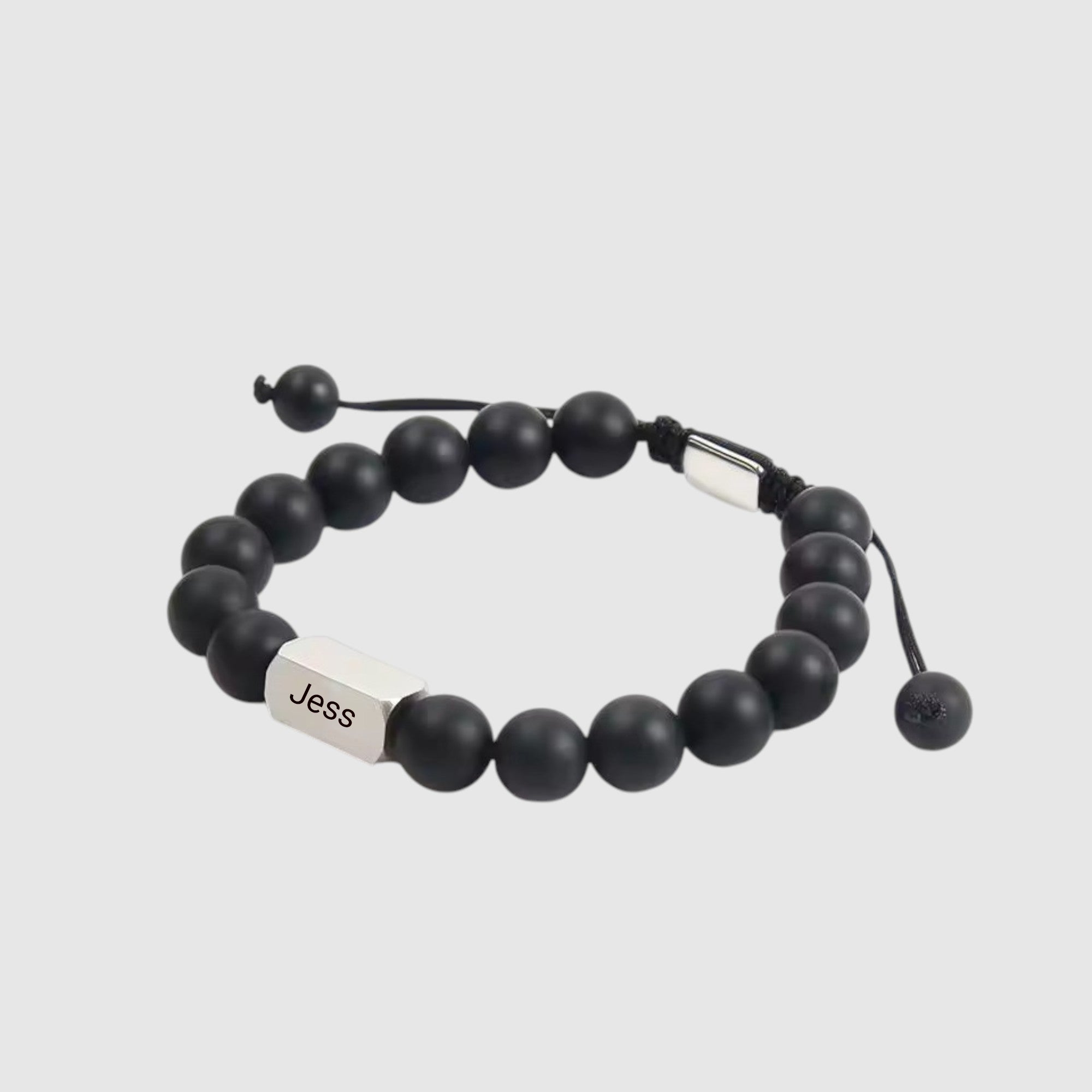 Personalised Men's Name Natural Stone Bracelet - Adjustable Cord - Bracelet - Men's Jewellery