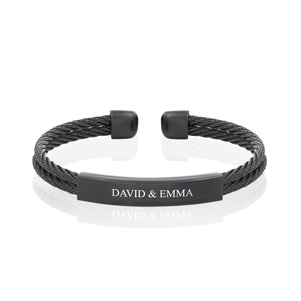 Personalised Twisted Cable Cuff Bracelet - Men's Jewellery