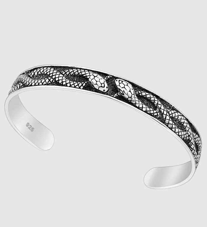 Serpent's Embrace Cuff (925 Sterling Silver) - Bracelet - Men's Jewellery